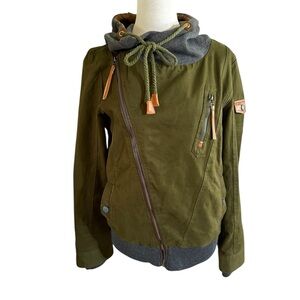 Stylish Olive Utility Jacket with Hood.  Unbranded. L